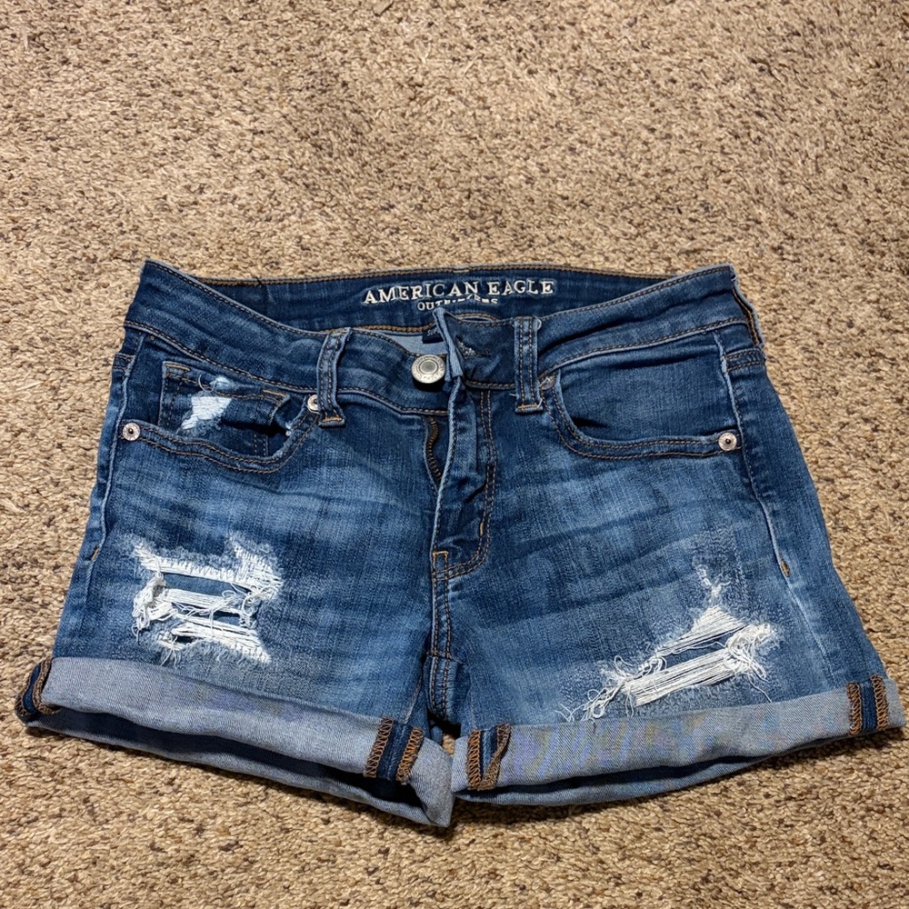 American Eagle Outfitters Distressed Blue Jean Shorts
